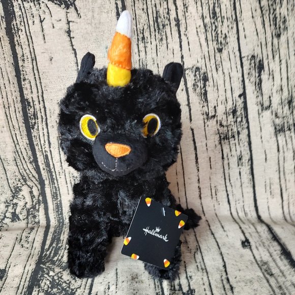 BLACK CAT HALLMARK HALLOWEEN CATICORN PLUSH CANDY CORN UNICORN KITTY SPARKLE NWT - Picture 1 of 5